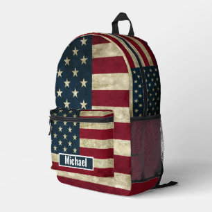Aangepaste naam Amerikaanse vlag jongens rugzak