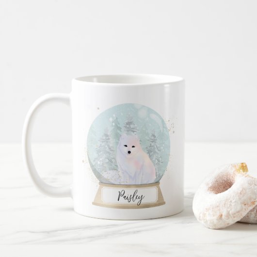 Aangepaste naam Arctic Fox Christmas Koffiemok (Met donut)