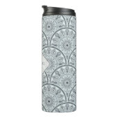 Aangepaste Naam Art Deco Floral Harmony Grijs Mand Thermosbeker (Geroteerd rechts)