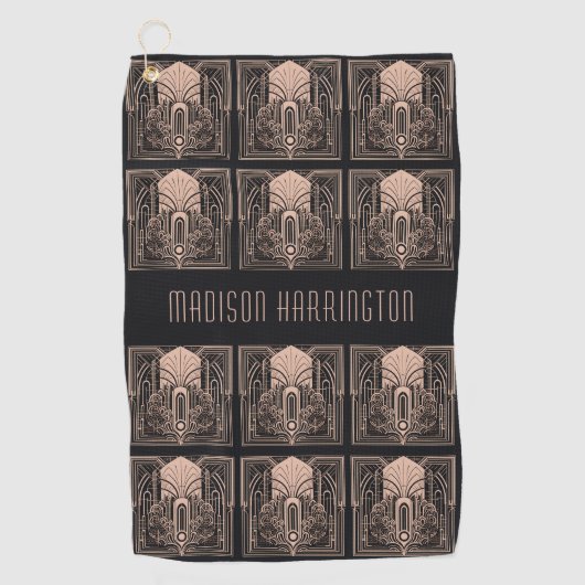 Aangepaste naam Art Deco Golfhanddoek (Voorkant)