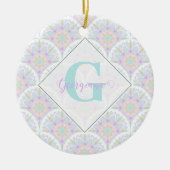 Aangepaste Naam Art Deco Pastel Rainbow Floral Man Keramisch Ornament (Voorkant)