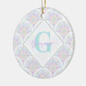 Aangepaste Naam Art Deco Pastel Rainbow Floral Man Keramisch Ornament (Links)