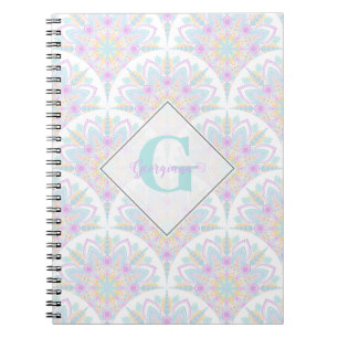 Aangepaste Naam Art Deco Pastel Rainbow Floral Man Notitieboek