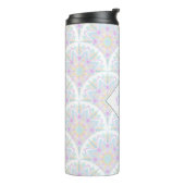 Aangepaste Naam Art Deco Pastel Rainbow Floral Man Thermosbeker (Gedraaid links)