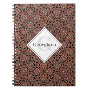 Aangepaste naam Art Deco Safari Sunset Boho Mandal Notitieboek