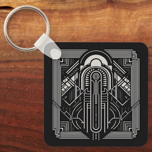 Aangepaste naam Art Deco Sleutelhanger (Voorkant)