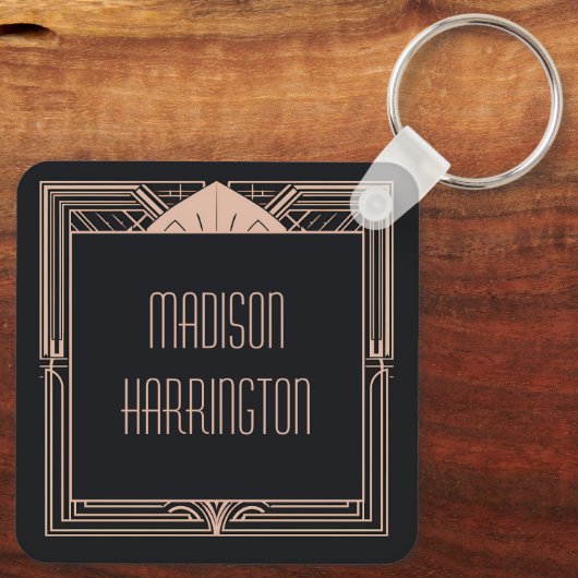 Aangepaste naam Art Deco Sleutelhanger (Achterkant)