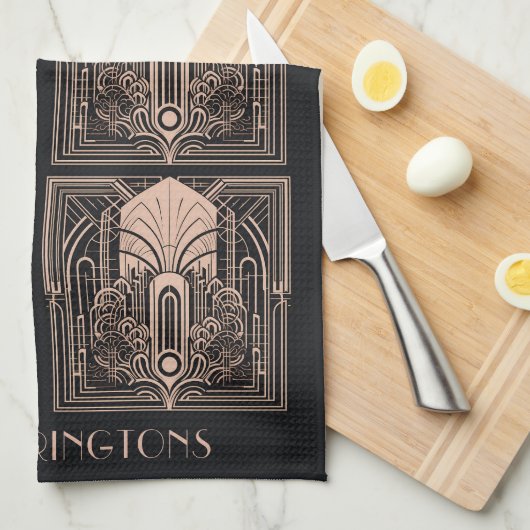 Aangepaste naam Art Deco Theedoek (Quarter Fold)