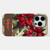 Aangepaste naam Art Nouveau Christmas Poinsettia Case-Mate iPhone Case (Achterkant (horizontaal))