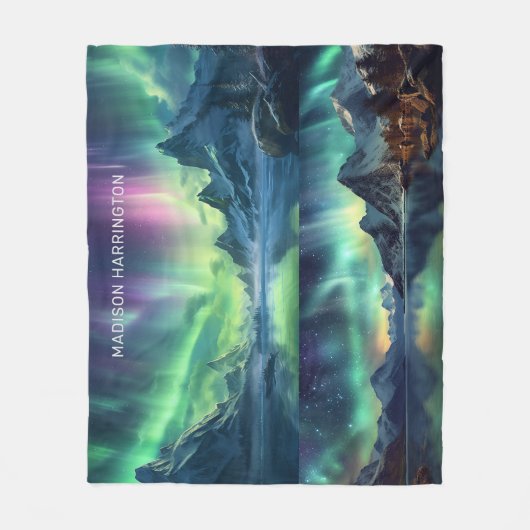 Aangepaste naam Aurora Borealis Fleece Deken (Voorkant)