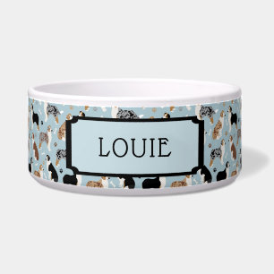 Aangepaste naam Australian Shepherd Pattern Blue Voerbakje