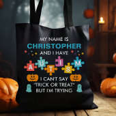 Aangepaste naam Autism Halloween Snoep Canvas tas