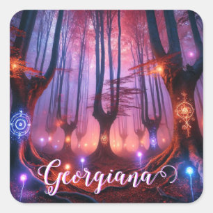 Aangepaste naam Autumnal Enchanted Whimsigoth Fore Vierkante Sticker