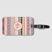 Aangepaste naam Azteekse elegantie Warm rood etnis Bagagelabel (Voorkant (horizontaal))