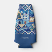 Aangepaste naam Azulejo Tegels Pattern Flesjeskoeler (Voorkant)