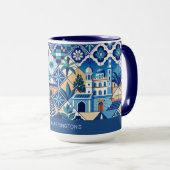 Aangepaste naam Azulejo Tegels Pattern Mok (Voorkant rechts)