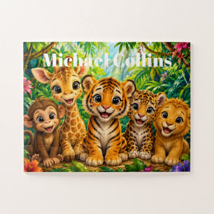 Aangepaste naam baby jungle dieren legpuzzel