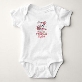 Aangepaste naam baby konijn eerste kerstmis romper