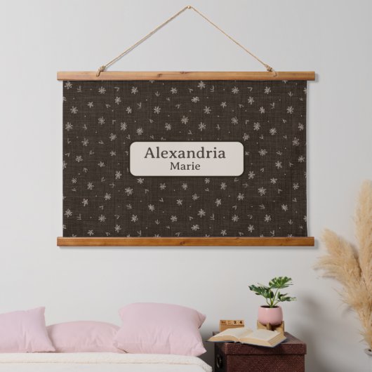 Aangepaste naam Baby Moody Country Brown Nursery D Hangend Wandkleed (Slaapkamer)