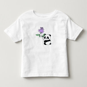 Aangepaste naam baby panda met paarse roos kinder shirts
