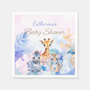 Aangepaste Naam Baby Zebra, Giraffe en Tijger Servet