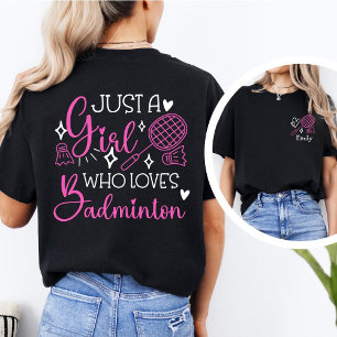 Aangepaste naam badminton meisje dubbelzijdig roze Tri-Blend shirt