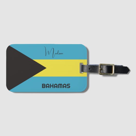 Aangepaste naam Bahamas-vlag Bagagelabel (Voorkant (horizontaal))