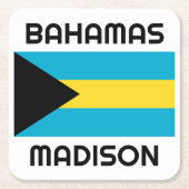 Aangepaste naam Bahamas-vlag Vierkante Kartonnen Onderzetter (Voorkant)