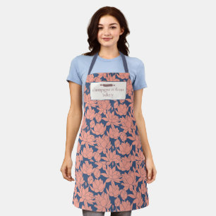 Aangepaste naam bakkerij Blauw & Roze Lotus Chef o Schort