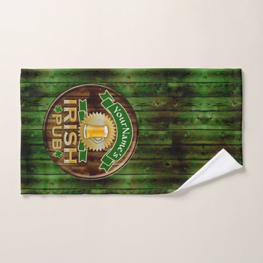 Aangepaste naam balk Irish Pub Sign St Patricks Da Handdoeken (Handdoek)