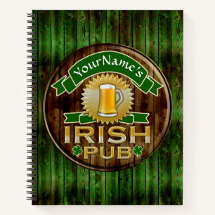 Aangepaste naam balk Irish Pub Sign St Patricks Da Notitieboek