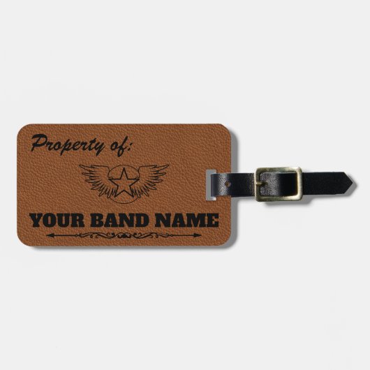Aangepaste naam Band Bag Label Rock & Roll Country Bagagelabel (Voorkant horizontaal)