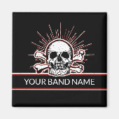 Aangepaste naam Band Skull Botten Rock & Roll Punk Magneet (Voorkant)
