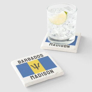 Aangepaste naam Barbados-vlag Stenen Onderzetter