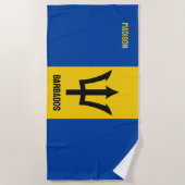 Aangepaste naam Barbados-vlag Strandlaken (Voorkant)