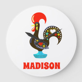 Aangepaste naam Barcelos Portugees Haan Zwart Grote Klok