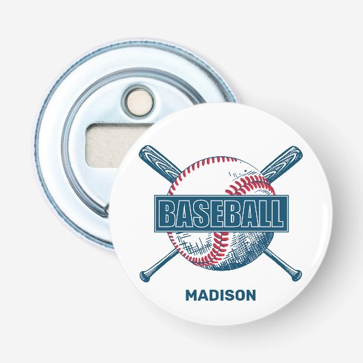 Aangepaste naam Baseball Button Flesopener (Voorkant)