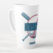 Aangepaste naam Baseball Latte Mok (Linkerhoek)
