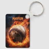 Aangepaste naam Baseball on Fire Sleutelhanger (Achterkant)