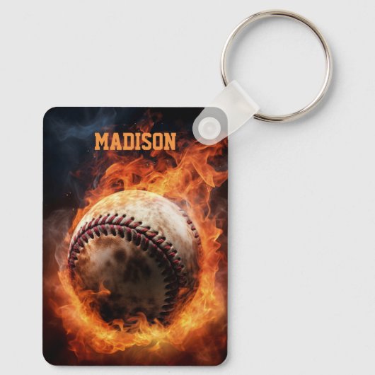 Aangepaste naam Baseball on Fire Sleutelhanger (Achterkant)