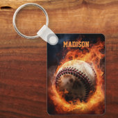 Aangepaste naam Baseball on Fire Sleutelhanger (Voorkant)