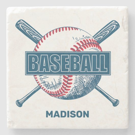 Aangepaste naam Baseball Stenen Onderzetter (Voorkant)