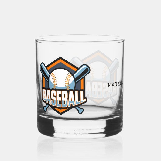 Aangepaste naam Baseball Whisky Glas (Voorkant)