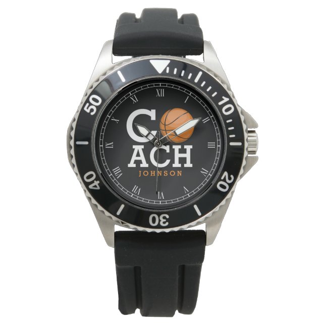 Aangepaste naam Basketbal Coach Horloge (Voorkant)