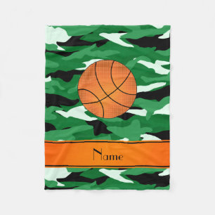 Aangepaste naam basketbal groene camouflage fleece deken