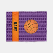 Aangepaste naam basketbal paarse hartenstrepen fleece deken (Voorkant (Horizontaal))