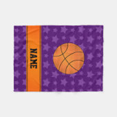 Aangepaste naam basketbal paarse sterren fleece deken (Voorkant (Horizontaal))