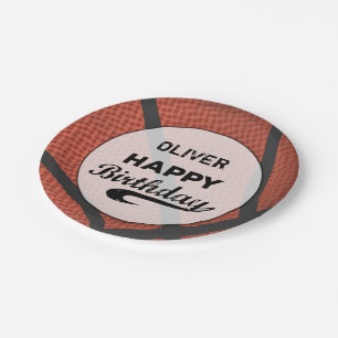 Aangepaste naam Basketball Birthday Large Grunge B Papieren Bordje