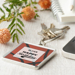 Aangepaste naam Basketball Birthday Large Grunge B Sleutelhanger