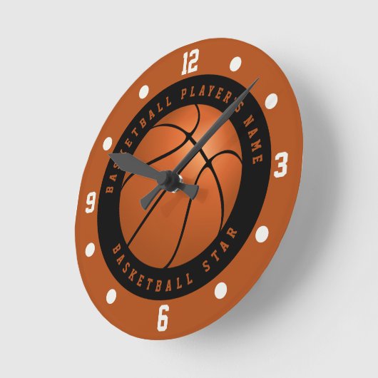 Aangepaste naam Basketball Black en Oranje Ronde Klok (Hoek)
